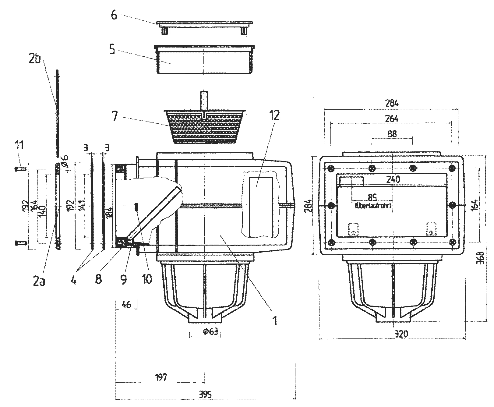 V20 liner-pool skimmer exploded drawing