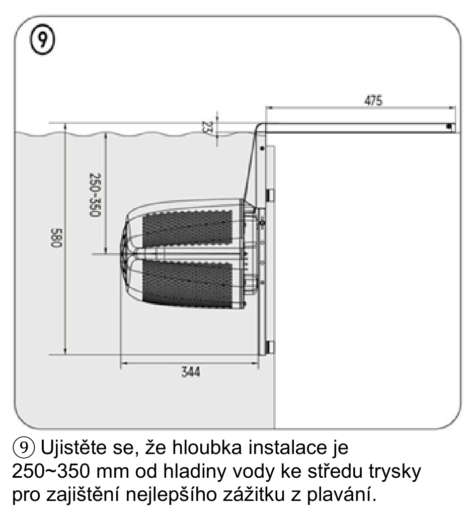 Fairland FREE JET – montáž 250 až 350 mm pod hladinou, obrázek 9