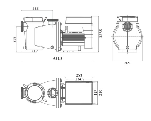 Filtrační čerpadlo InverMAX - 2,5kW – rozměry