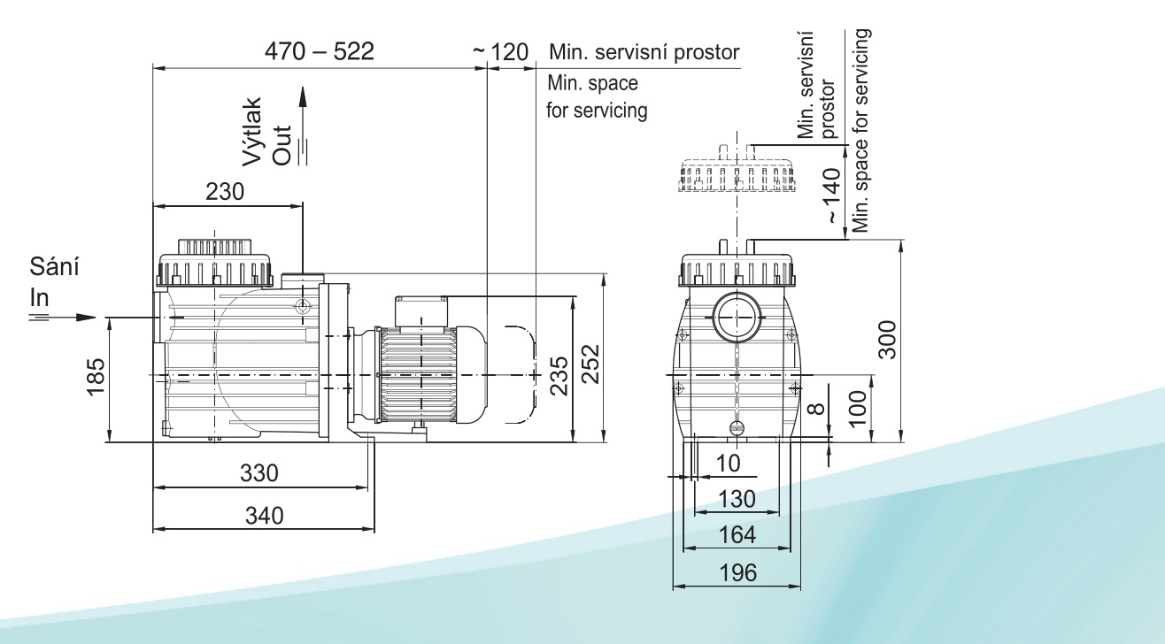 Bettar Top S II 25 - 230V, 25 m³/h, 1,30 kW – rozměry